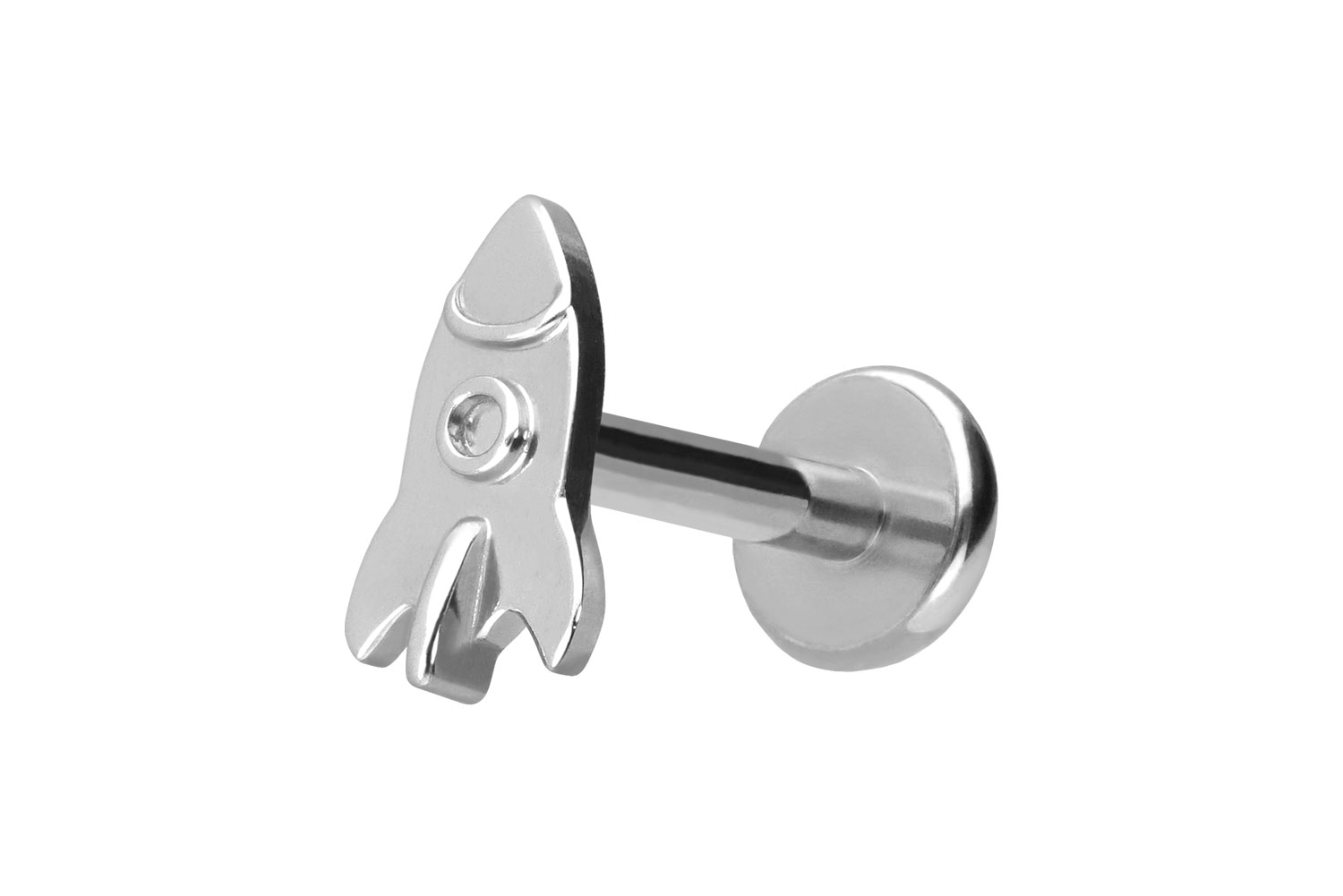 Titan Labret Piercing mit Push Fit RAKETE